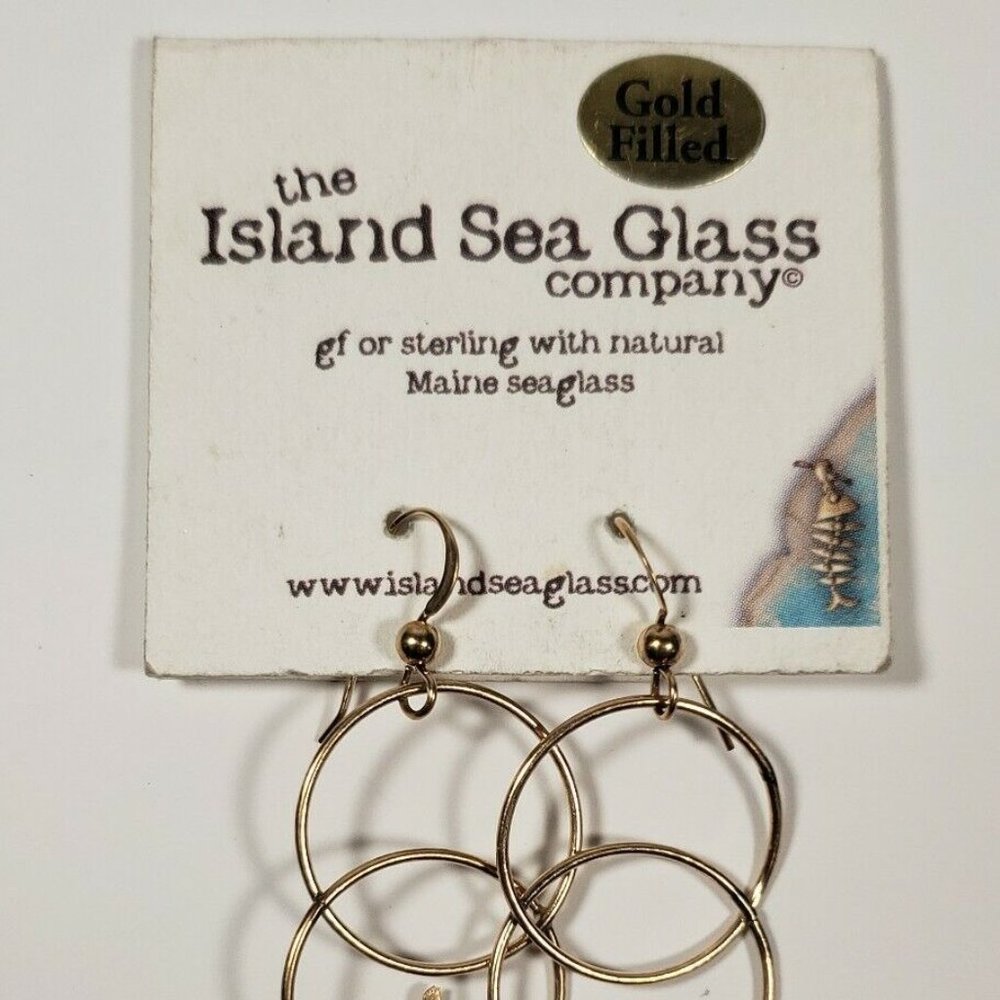 MAINE SEA GLASS EARRINGS GOLD FILLED THE SEA GLASS COMPANY CASCO BAY - Picture 3 of 7